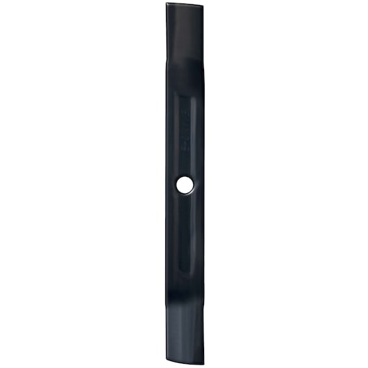A single replacement lawnmower blade with a central mounting hole, shown against a white background.