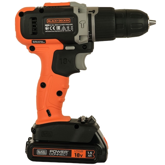Trapano a percussione a batteria a 2 velocità da 18 V con 2 batterie da 1,5 Ah, caricabatterie da 400 mA e 160 accessori in una scatola Click & Connect