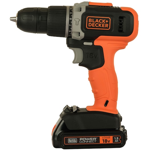 Trapano a percussione a batteria a 2 velocità da 18 V con 2 batterie da 1,5 Ah, caricabatterie da 400 mA e 160 accessori in una scatola Click & Connect
