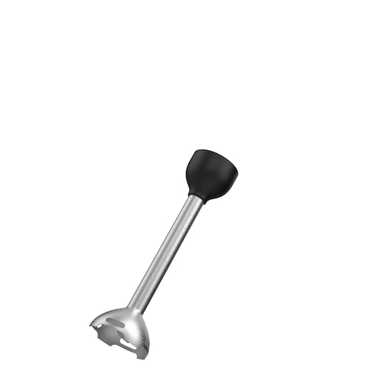 Photo of BLACK+DECKER BCKM1012KR immersion blender attachment with stainless steel shaft, side angle, white background.