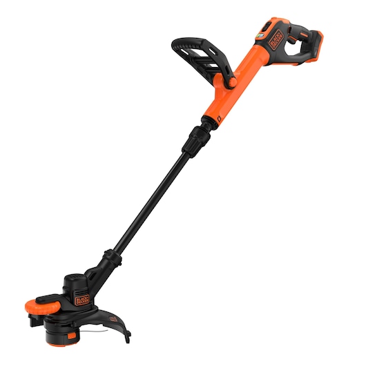 Front-side view of the BLACK+DECKER® 18V POWERCONNECT™ Cordless STRIMMER® 28cm String Trimmer without battery.