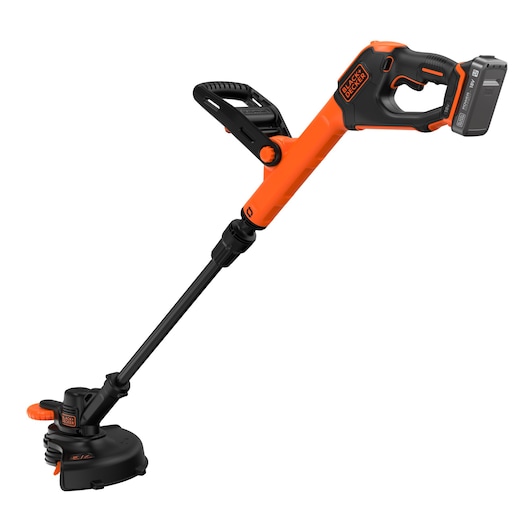 Rear-side view of the BLACK+DECKER® 18V POWERCONNECT™ Cordless STRIMMER® 25cm Blade Trimmer.