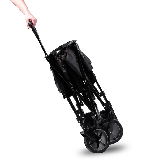 BLACKDECKER folding utility cart BDCWBK01 side view, black, compact, held by handle, white background