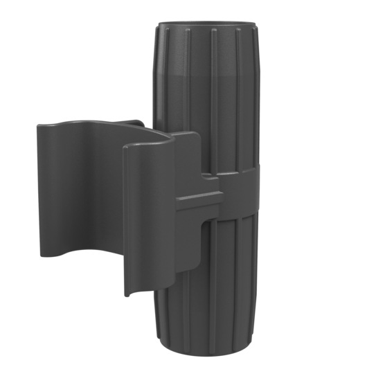 BLACKDECKER BHFEV362DA vacuum accessory holder, black plastic, side angle, on white background.