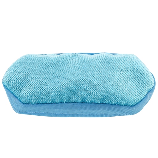 A close-up image of a rectangular blue microfiber cleaning pad, commonly used with steam mops for cleaning floors.
