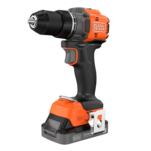 Front-side view of the BLACK+DECKER® 18V POWERCONNECT™ Brushless Drill Driver.