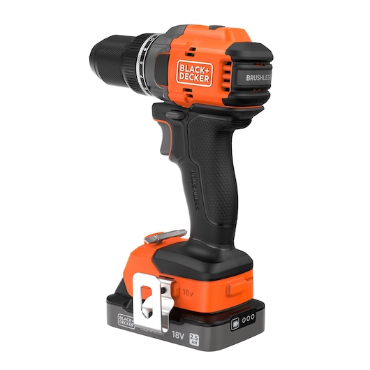 Rear-side view of the BLACK+DECKER® 18V POWERCONNECT™ Brushless Drill Driver.