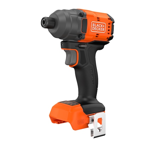 Front-side view of the BLACK+DECKER� 18V POWERCONNECT� Brushless Impact Driver without battery.
