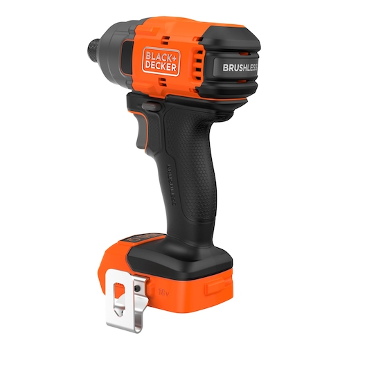 Rear-side view of the BLACK+DECKER� 18V POWERCONNECT� Brushless Impact Driver without battery.