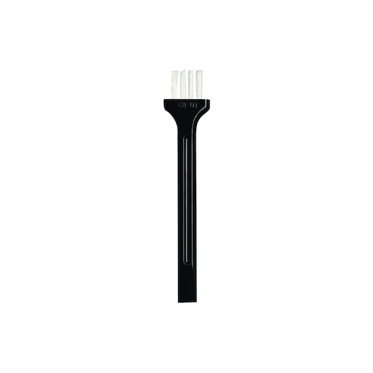 BLACKDECKER BSV520BL2P black cleaning brush attachment with white bristles, vertical front view on white background.