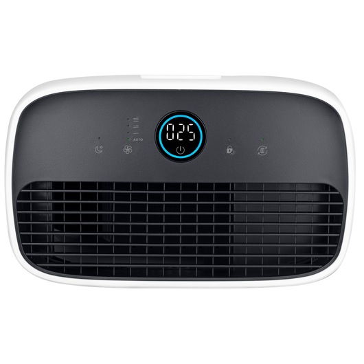 Photo of BLACKDECKER BXAP350E air purifier front view with digital display and black grille.