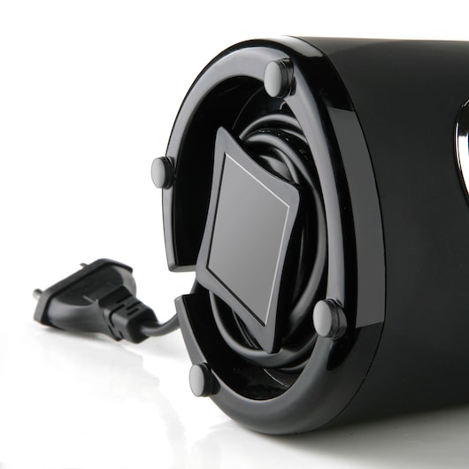 BLACKDECKER BXCG150E coffee grinder base with cord storage, close-up on white background.
