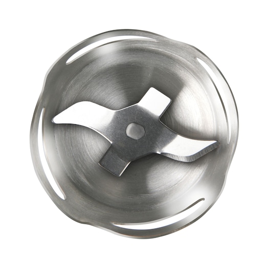 Photo of BLACKDECKER BXHB1000E blender stainless steel blade, top view on white background.