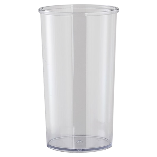 BLACKDECKER BXHB1000E transparent plastic measuring cup, straight side view, on white background.