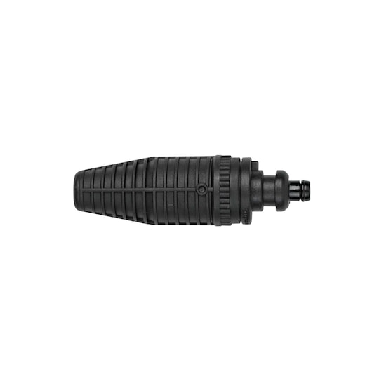 BLACKDECKER BXPW1500E black pressure washer nozzle, side angle, ribbed grip design, white background