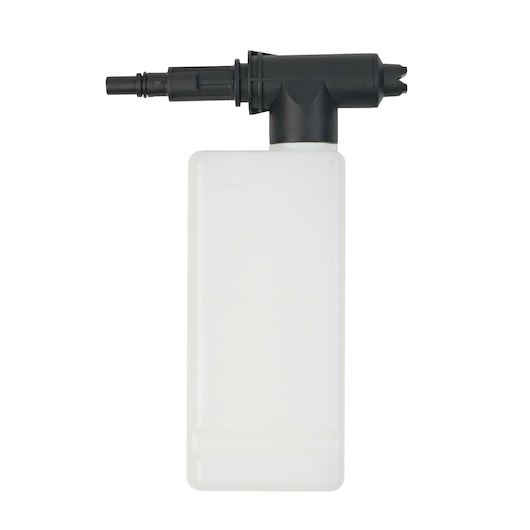 BLACKDECKER BXPW1500E pressure washer detergent bottle accessory, side view, white background.