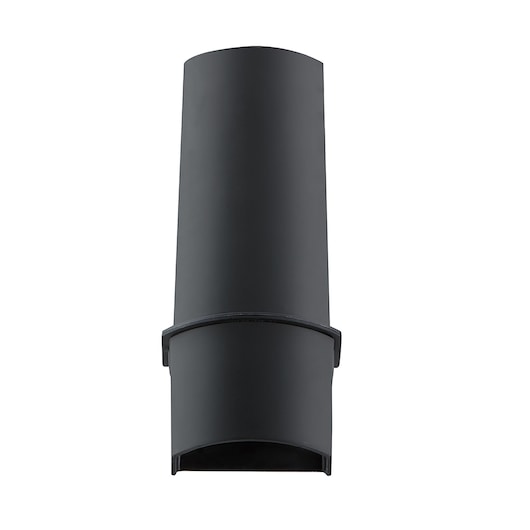 A close-up image of a black plastic nozzle attachment, designed for use with a vacuum cleaner.