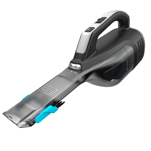 Cordless handheld vacuum cleaner with charging base and onboard LED