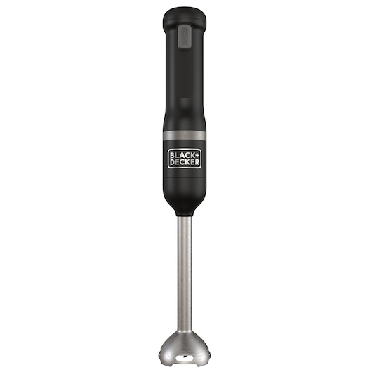 Front view of the kitchen wand power unit in black with blender head attached included with the BLACK+DECKER kitchen wand 6 kit