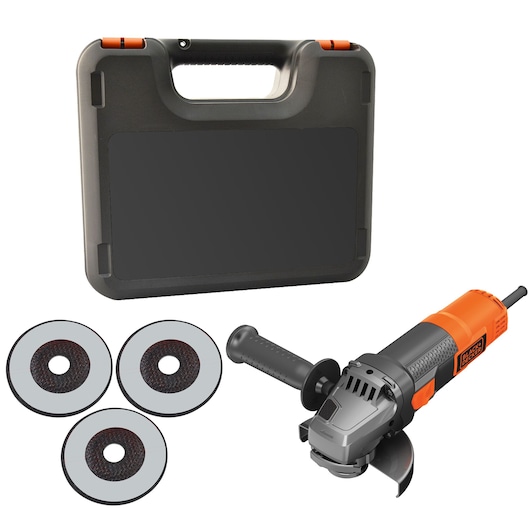 Smerigliatrice angolare 900W - 115mm in valigetta con 3 extra dischi in dotazione