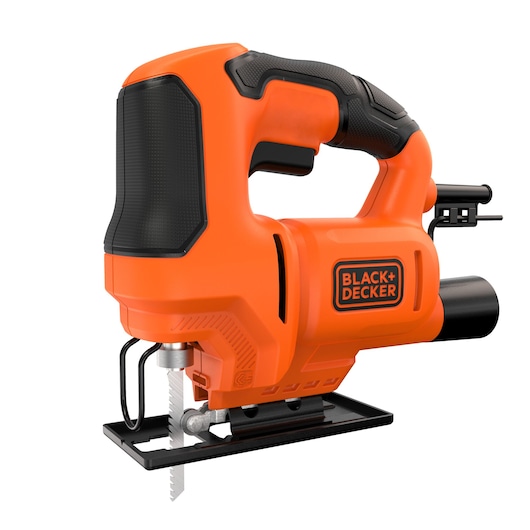 Front angled view of the BLACK+DECKER 400W Single Speed Compact Jigsaw.