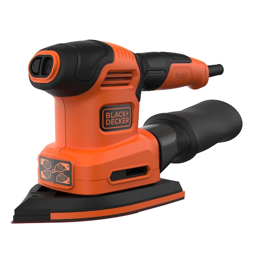 Levigatrice elettrica multifunzione 4 in 1 con 2 basi orbitali, accessorio per levigatura a dito e fogli abrasivi (200 W)
