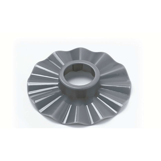 A gray plastic photography accessory with a scalloped, circular shape and a raised central ring. The item is shown on a white background.