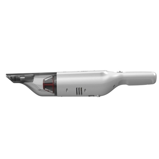 BLACK+DECKER HLVC315B11 handheld vacuum in white, side view on white background.