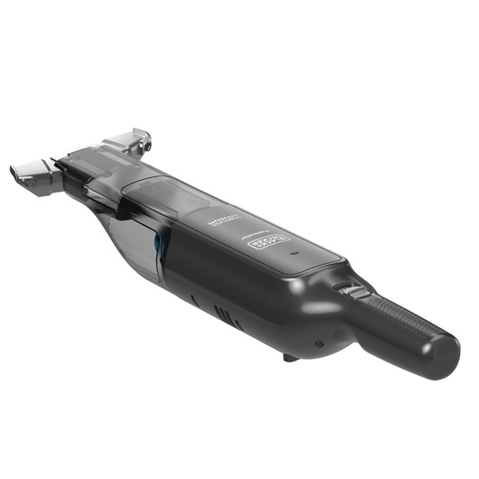 A BLACK+DECKER handheld vacuum cleaner model HLVC320J11, shown with a compact design and attached nozzle, placed against a white background.
