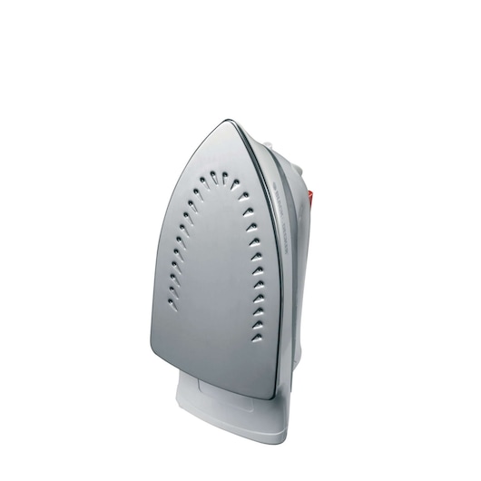 BLACKDECKER XT2030 steam iron upright on white background, showing soleplate and steam holes.
